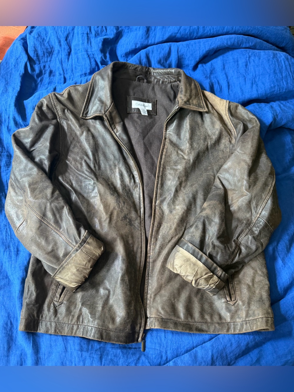 Vintage Calvin Klein lined leather jacket